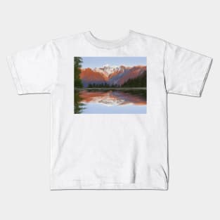 New Zealand Mount Cook original Digital Painting Artwork Kids T-Shirt